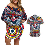 Custom NAIDOC Week 2024 Roosters Couples Matching Off Shoulder Short Dress and Hawaiian Shirt Mascot Rugby