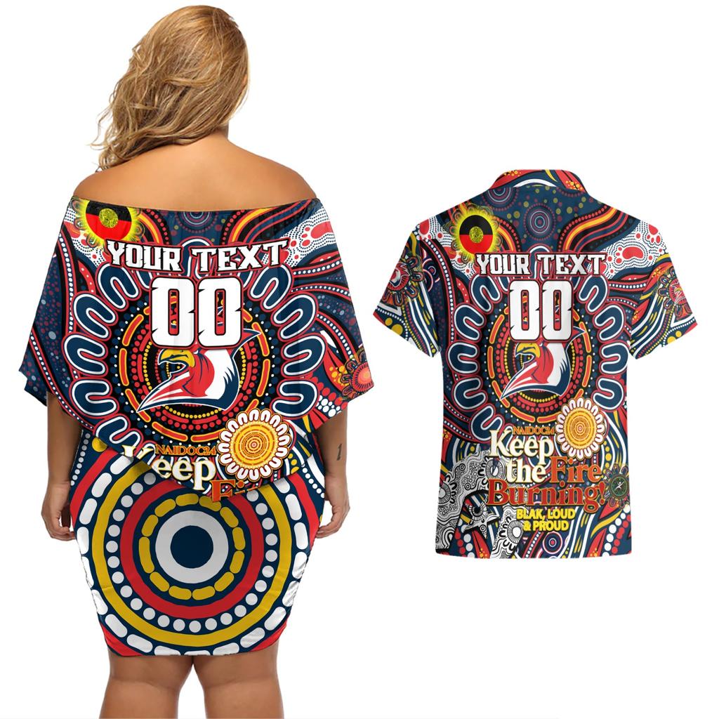 Custom NAIDOC Week 2024 Roosters Couples Matching Off Shoulder Short Dress and Hawaiian Shirt Mascot Rugby