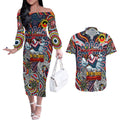 Custom NAIDOC Week 2024 Roosters Couples Matching Off The Shoulder Long Sleeve Dress and Hawaiian Shirt Mascot Rugby