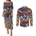 Custom NAIDOC Week 2024 Roosters Couples Matching Puletasi and Long Sleeve Button Shirt Mascot Rugby