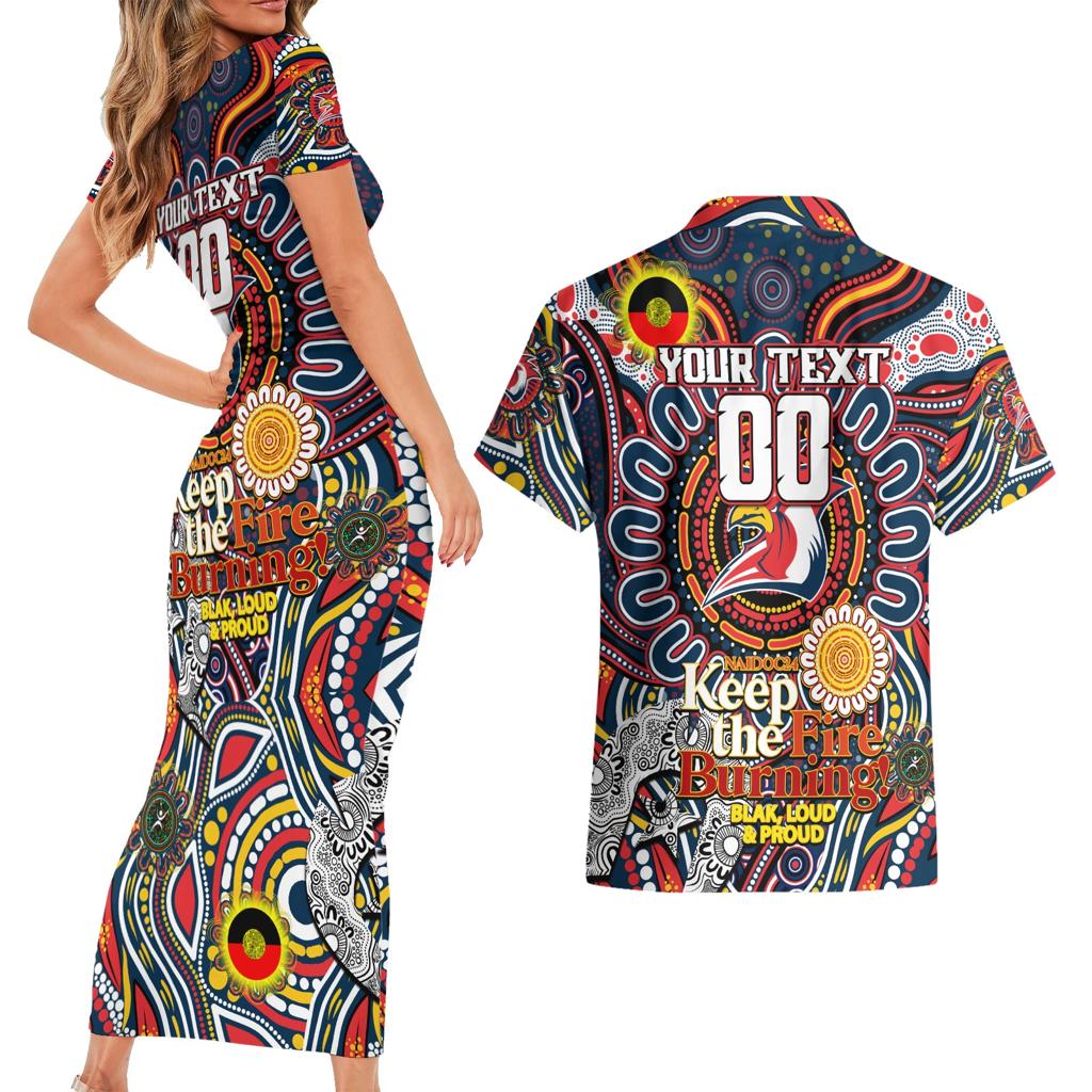 Custom NAIDOC Week 2024 Roosters Couples Matching Short Sleeve Bodycon Dress and Hawaiian Shirt Mascot Rugby