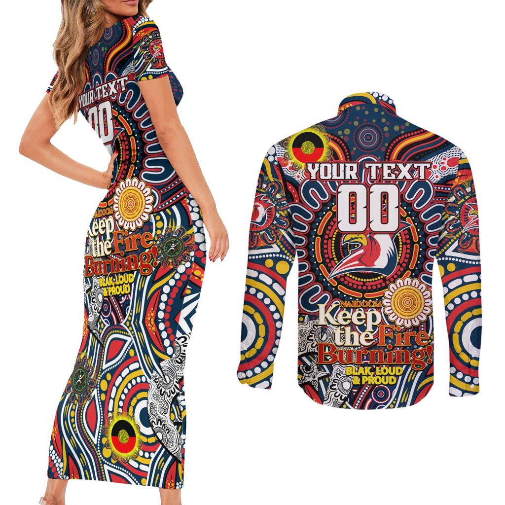 Custom NAIDOC Week 2024 Roosters Couples Matching Short Sleeve Bodycon Dress and Long Sleeve Button Shirt Mascot Rugby
