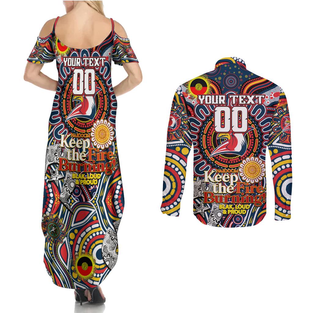 Custom NAIDOC Week 2024 Roosters Couples Matching Summer Maxi Dress and Long Sleeve Button Shirt Mascot Rugby