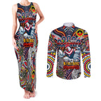 Custom NAIDOC Week 2024 Roosters Couples Matching Tank Maxi Dress and Long Sleeve Button Shirt Mascot Rugby