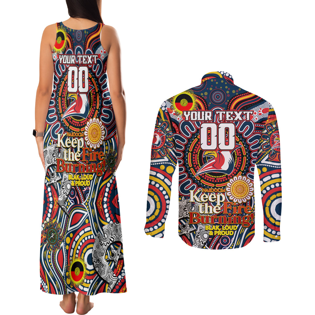 Custom NAIDOC Week 2024 Roosters Couples Matching Tank Maxi Dress and Long Sleeve Button Shirt Mascot Rugby