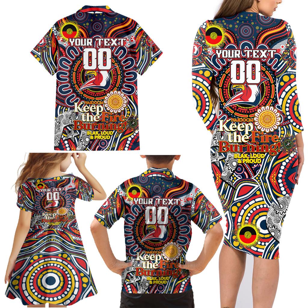 Custom NAIDOC Week 2024 Roosters Family Matching Long Sleeve Bodycon Dress and Hawaiian Shirt Mascot Rugby
