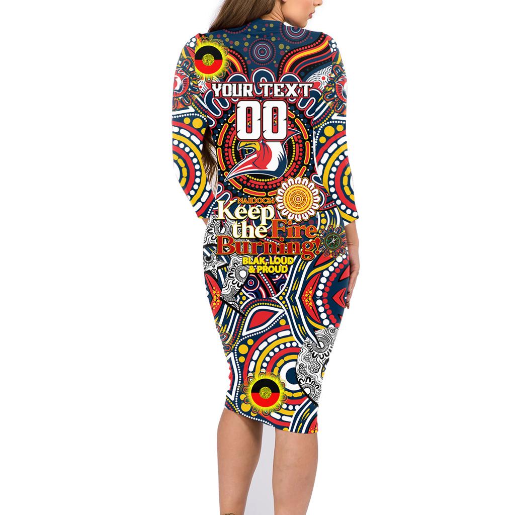 Custom NAIDOC Week 2024 Roosters Family Matching Long Sleeve Bodycon Dress and Hawaiian Shirt Mascot Rugby