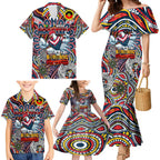 Custom NAIDOC Week 2024 Roosters Family Matching Mermaid Dress and Hawaiian Shirt Mascot Rugby