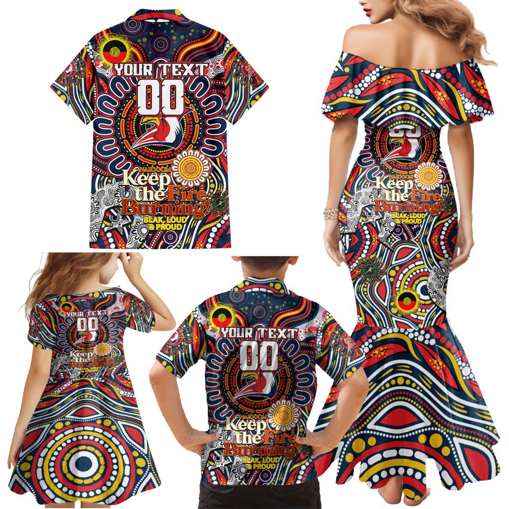Custom NAIDOC Week 2024 Roosters Family Matching Mermaid Dress and Hawaiian Shirt Mascot Rugby