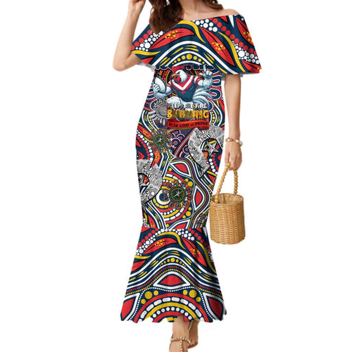Custom NAIDOC Week 2024 Roosters Family Matching Mermaid Dress and Hawaiian Shirt Mascot Rugby