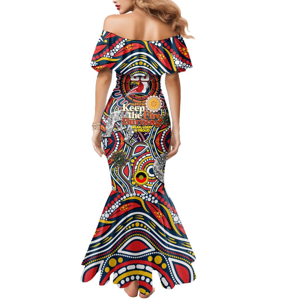 Custom NAIDOC Week 2024 Roosters Family Matching Mermaid Dress and Hawaiian Shirt Mascot Rugby