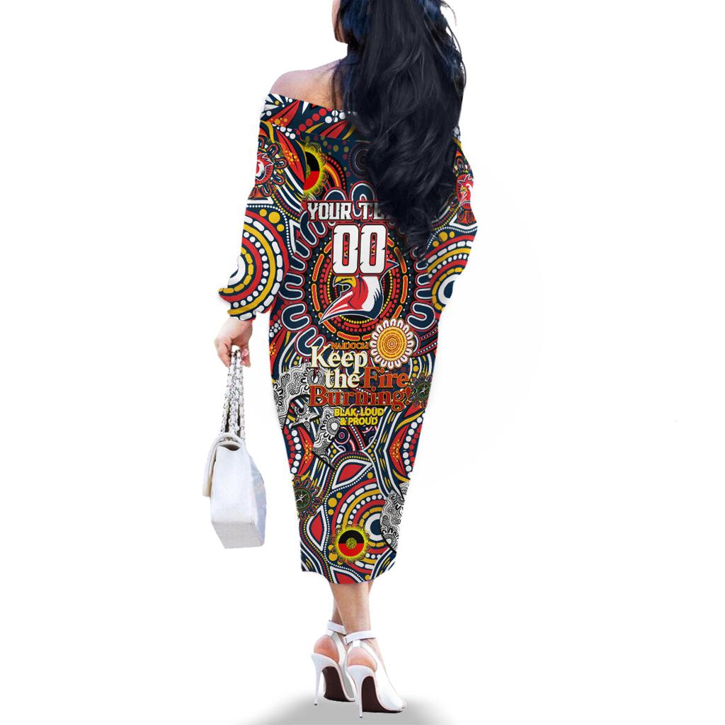 Custom NAIDOC Week 2024 Roosters Family Matching Off The Shoulder Long Sleeve Dress and Hawaiian Shirt Mascot Rugby