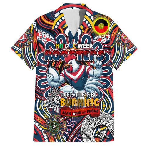 Custom NAIDOC Week 2024 Roosters Family Matching Off Shoulder Maxi Dress and Hawaiian Shirt Mascot Rugby