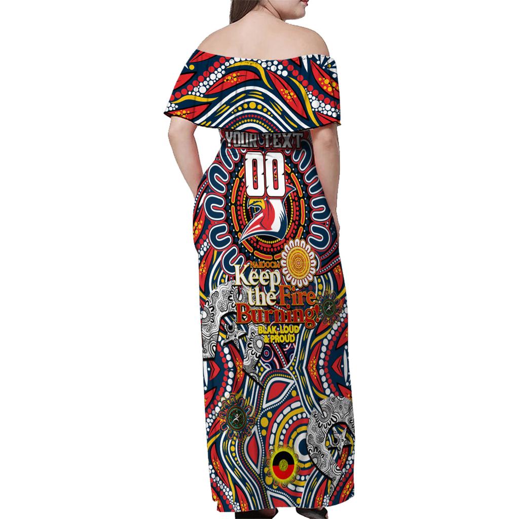 Custom NAIDOC Week 2024 Roosters Family Matching Off Shoulder Maxi Dress and Hawaiian Shirt Mascot Rugby