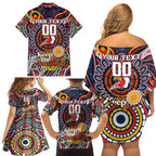 Custom NAIDOC Week 2024 Roosters Family Matching Off Shoulder Short Dress and Hawaiian Shirt Mascot Rugby