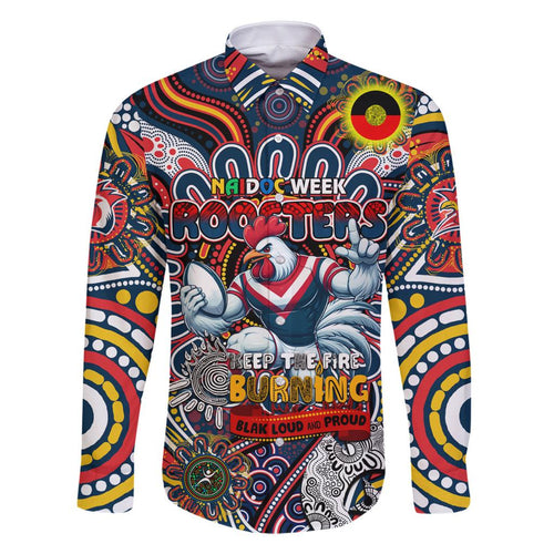 Custom NAIDOC Week 2024 Roosters Family Matching Off Shoulder Short Dress and Hawaiian Shirt Mascot Rugby