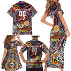 Custom NAIDOC Week 2024 Roosters Family Matching Short Sleeve Bodycon Dress and Hawaiian Shirt Mascot Rugby