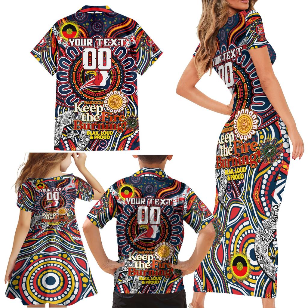 Custom NAIDOC Week 2024 Roosters Family Matching Short Sleeve Bodycon Dress and Hawaiian Shirt Mascot Rugby