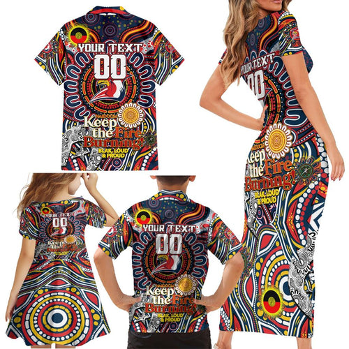 Custom NAIDOC Week 2024 Roosters Family Matching Short Sleeve Bodycon Dress and Hawaiian Shirt Mascot Rugby