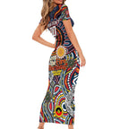Custom NAIDOC Week 2024 Roosters Family Matching Short Sleeve Bodycon Dress and Hawaiian Shirt Mascot Rugby