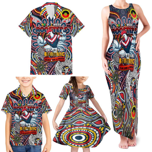 Custom NAIDOC Week 2024 Roosters Family Matching Tank Maxi Dress and Hawaiian Shirt Mascot Rugby