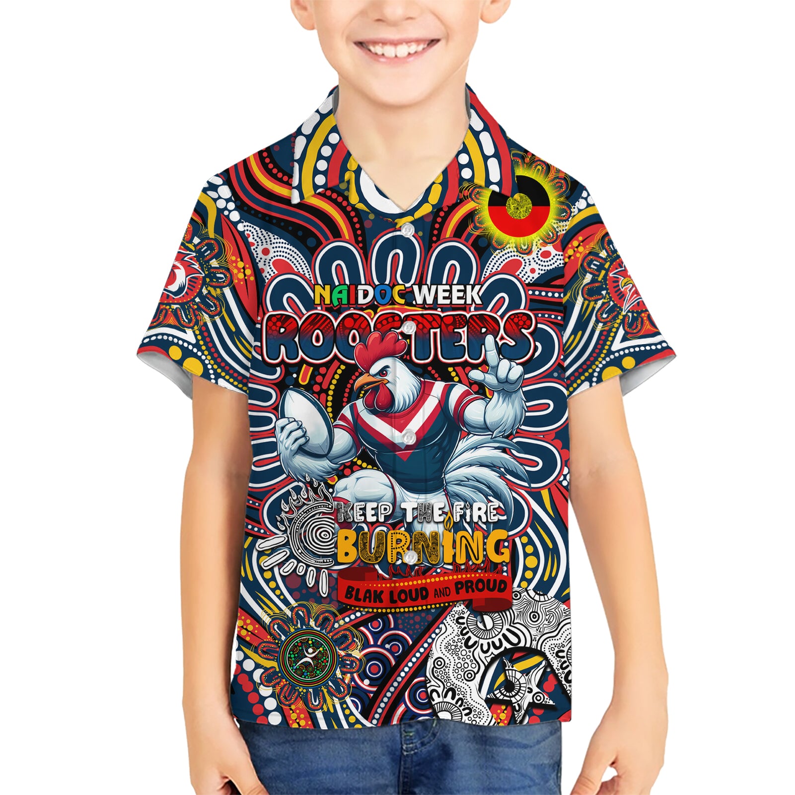 Custom NAIDOC Week 2024 Roosters Hawaiian Shirt Mascot Rugby