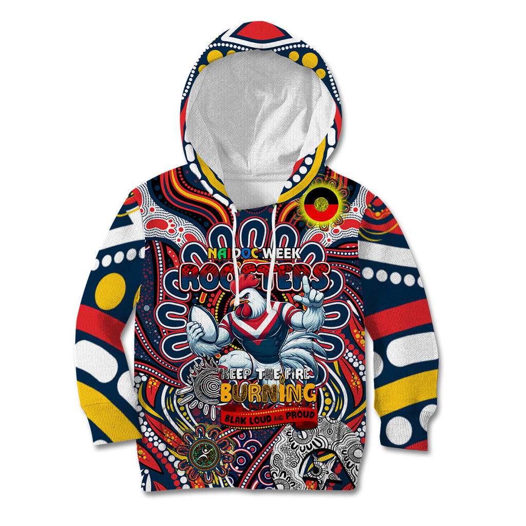 Custom NAIDOC Week 2024 Roosters Kid Hoodie Mascot Rugby