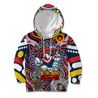 Custom NAIDOC Week 2024 Roosters Kid Hoodie Mascot Rugby