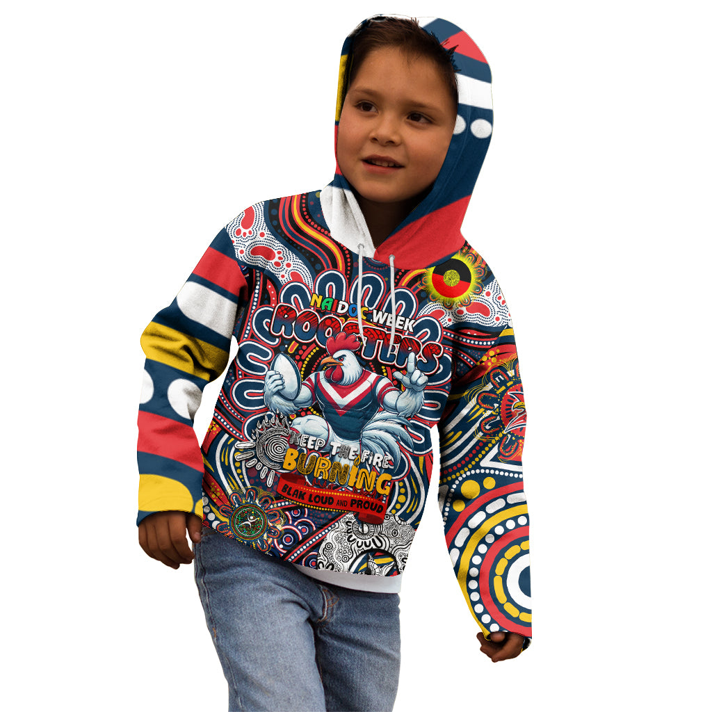 Custom NAIDOC Week 2024 Roosters Kid Hoodie Mascot Rugby