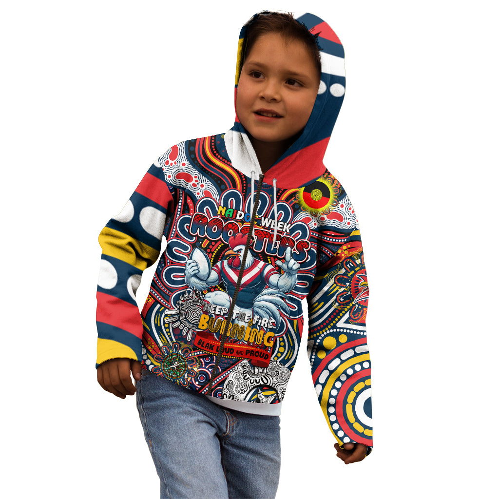 Custom NAIDOC Week 2024 Roosters Kid Hoodie Mascot Rugby