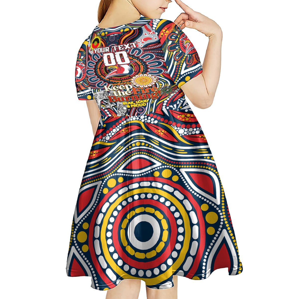 Custom NAIDOC Week 2024 Roosters Kid Short Sleeve Dress Mascot Rugby