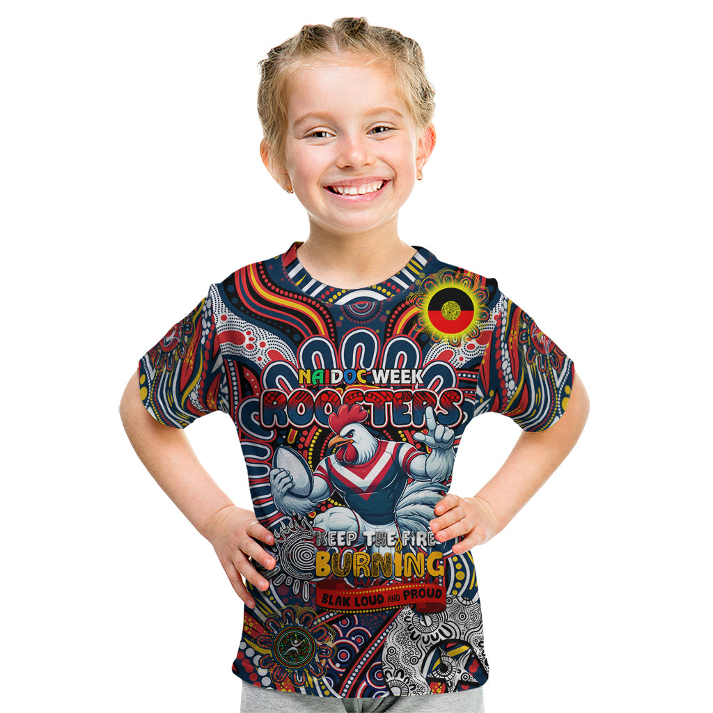 Custom NAIDOC Week 2024 Roosters Kid T Shirt Mascot Rugby