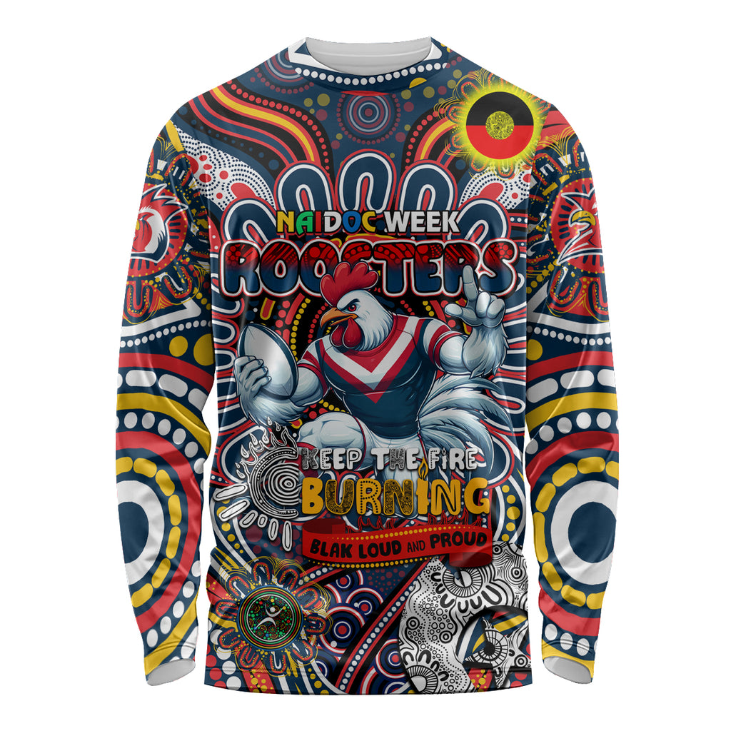 Custom NAIDOC Week 2024 Roosters Long Sleeve Shirt Mascot Rugby