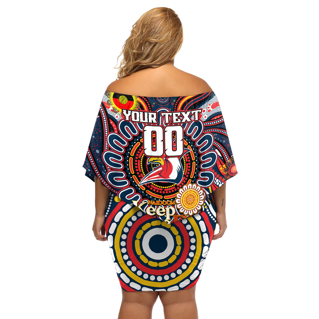 Custom NAIDOC Week 2024 Roosters Off Shoulder Short Dress Mascot Rugby