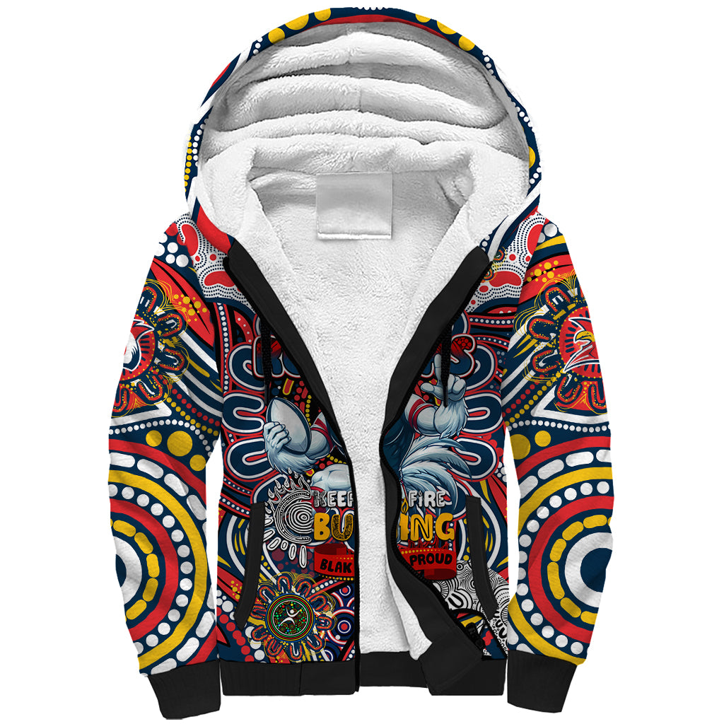 Custom NAIDOC Week 2024 Roosters Sherpa Hoodie Mascot Rugby
