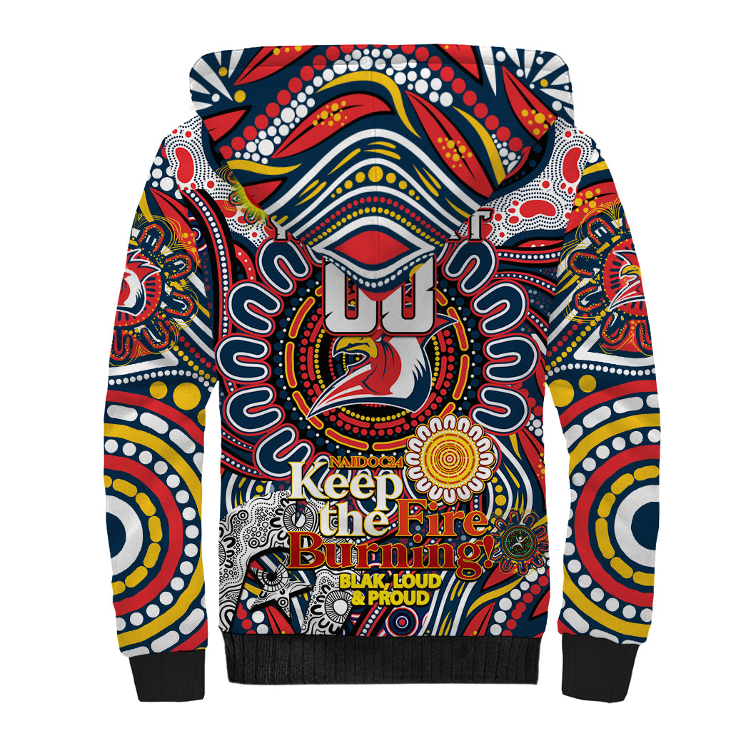Custom NAIDOC Week 2024 Roosters Sherpa Hoodie Mascot Rugby