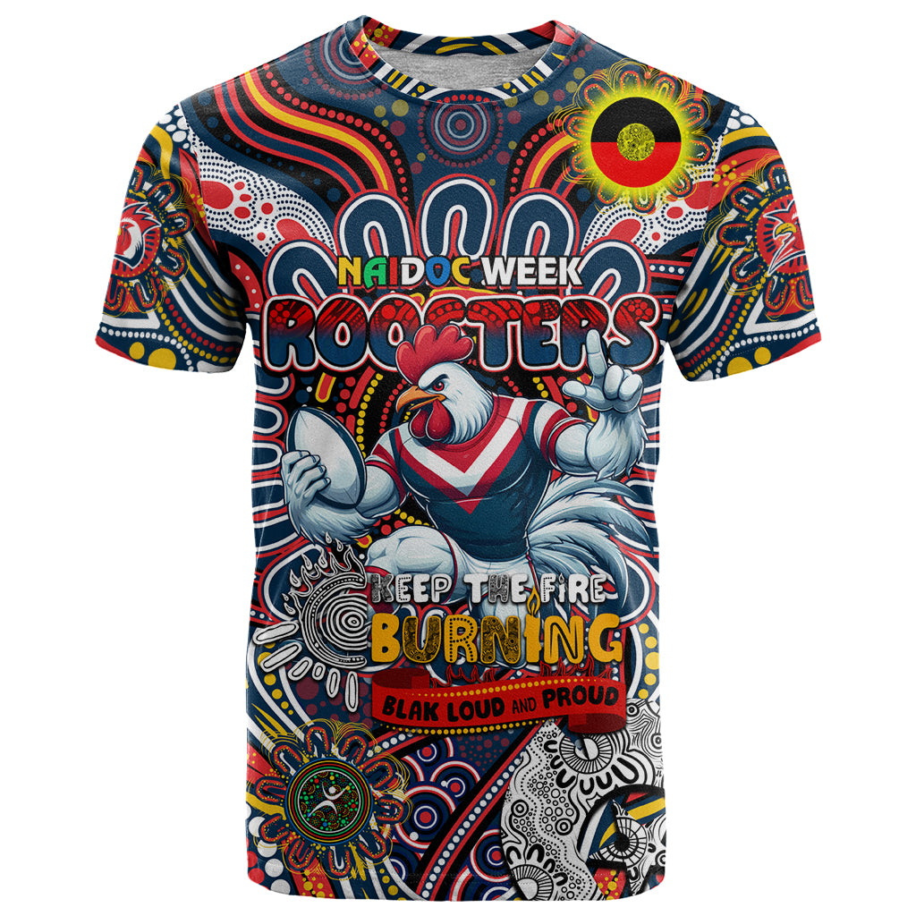 Custom NAIDOC Week 2024 Roosters T Shirt Mascot Rugby