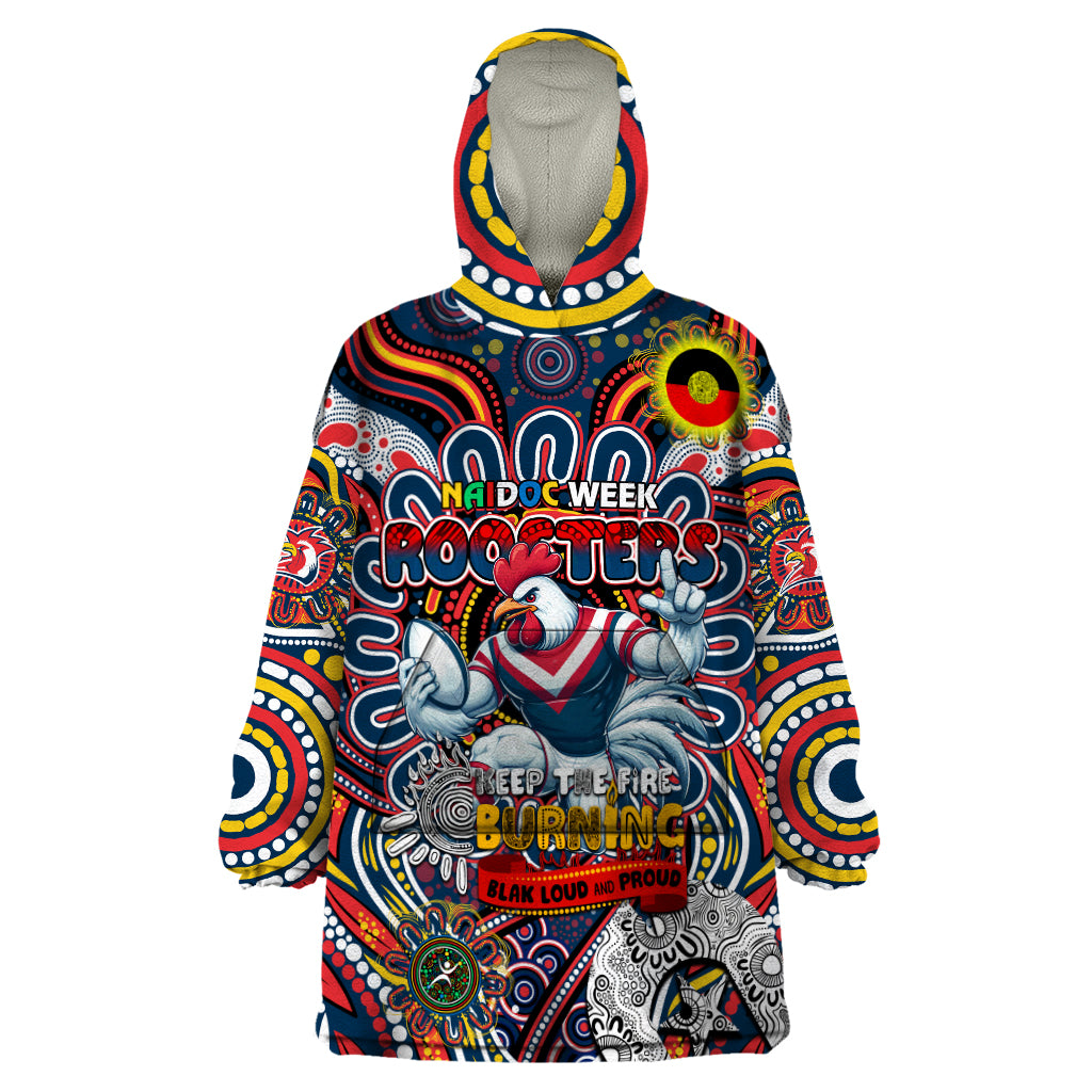 Custom NAIDOC Week 2024 Roosters Wearable Blanket Hoodie Mascot Rugby