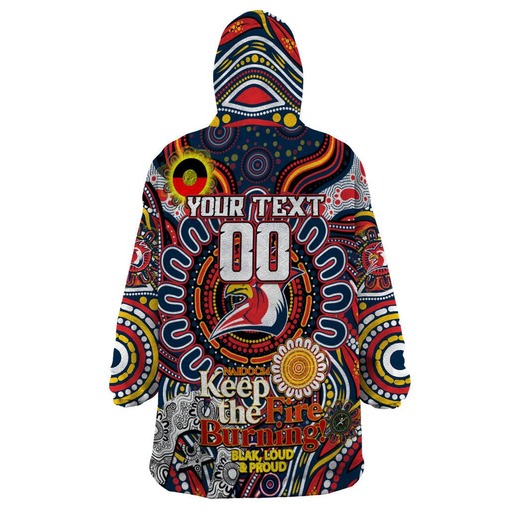 Custom NAIDOC Week 2024 Roosters Wearable Blanket Hoodie Mascot Rugby