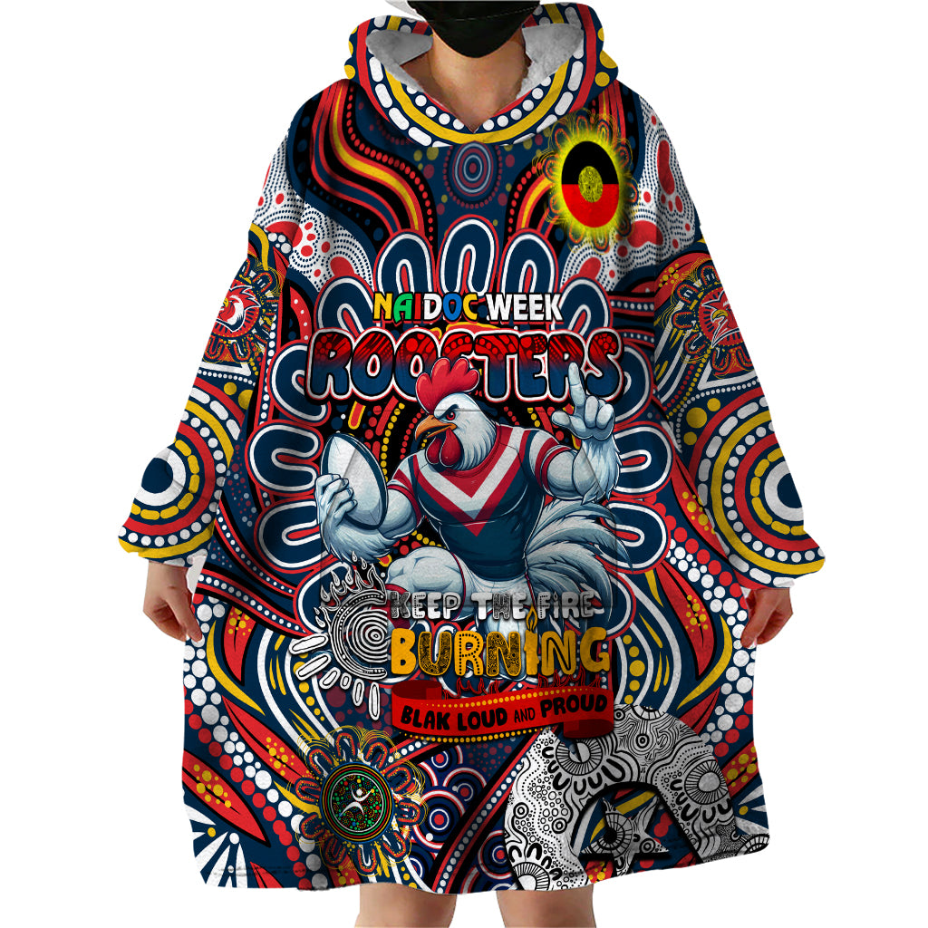 Custom NAIDOC Week 2024 Roosters Wearable Blanket Hoodie Mascot Rugby