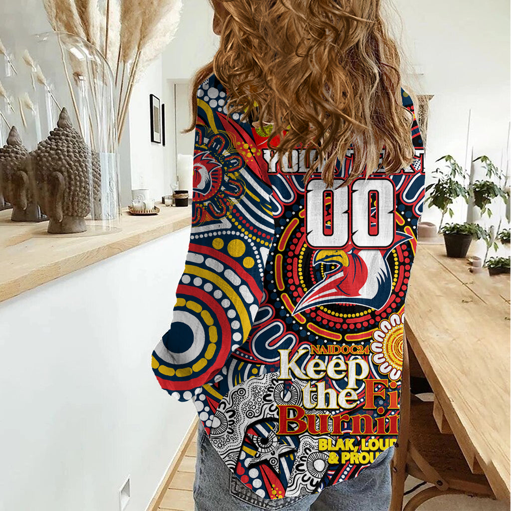 Custom NAIDOC Week 2024 Roosters Women Casual Shirt Mascot Rugby