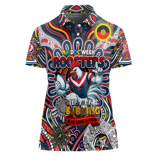 Custom NAIDOC Week 2024 Roosters Women Polo Shirt Mascot Rugby