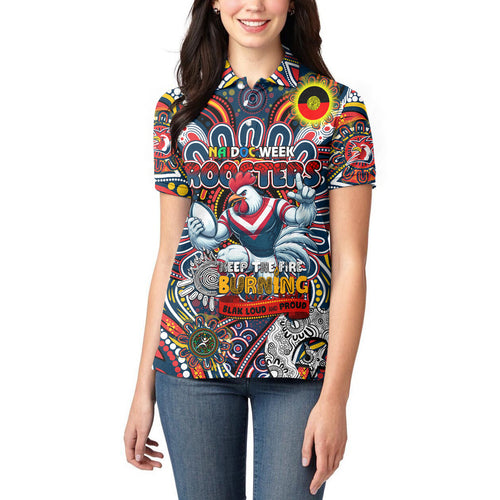Custom NAIDOC Week 2024 Roosters Women Polo Shirt Mascot Rugby