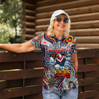 Custom NAIDOC Week 2024 Roosters Women Polo Shirt Mascot Rugby