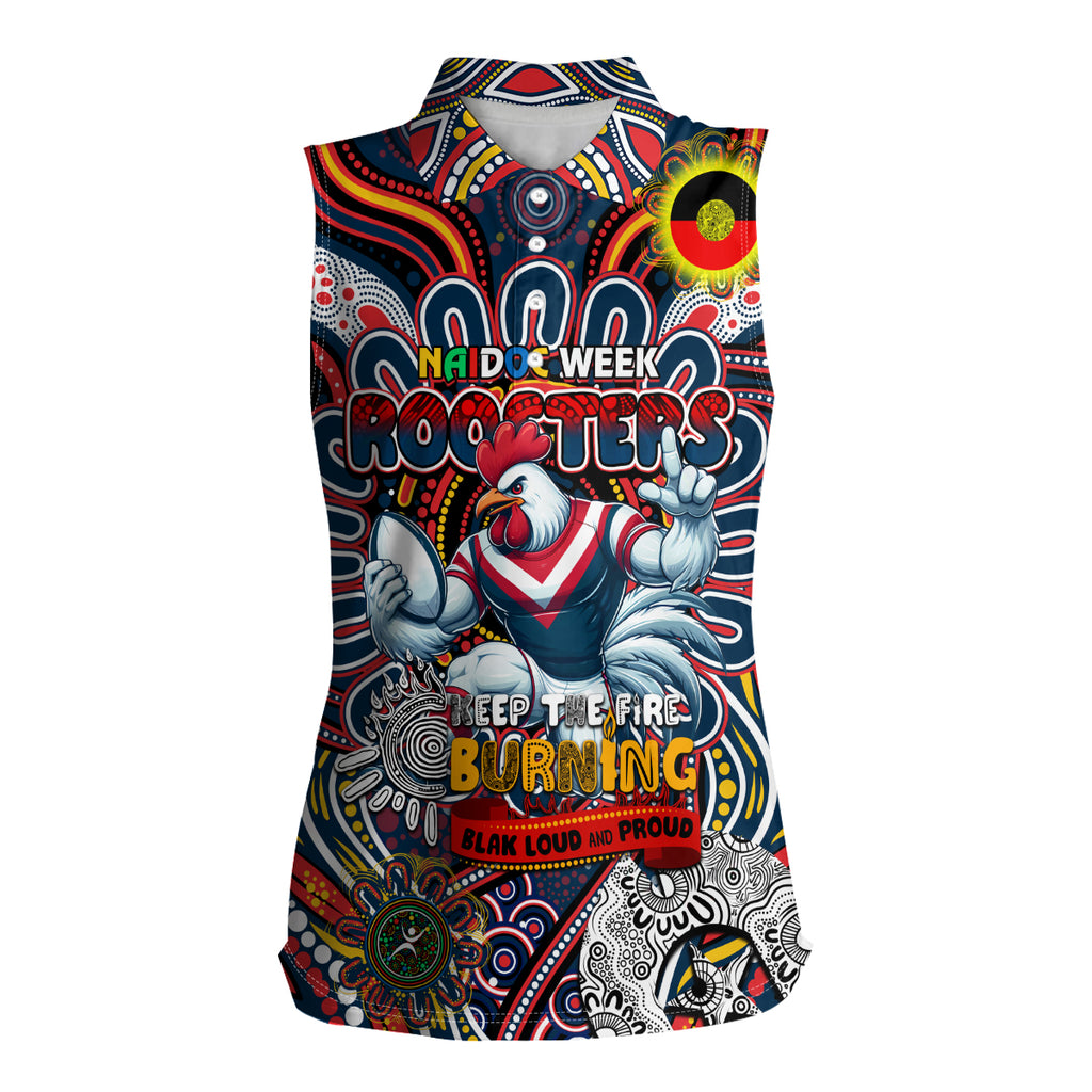 Custom NAIDOC Week 2024 Roosters Women Sleeveless Polo Shirt Mascot Rugby