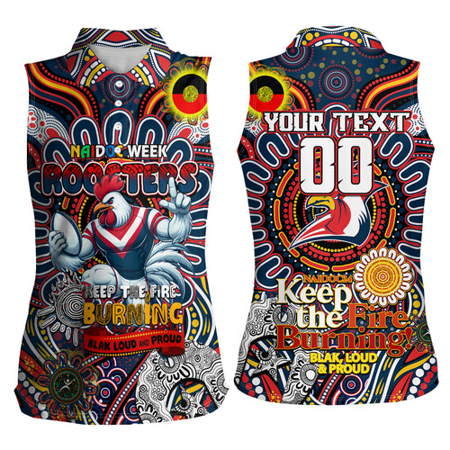 Custom NAIDOC Week 2024 Roosters Women Sleeveless Polo Shirt Mascot Rugby