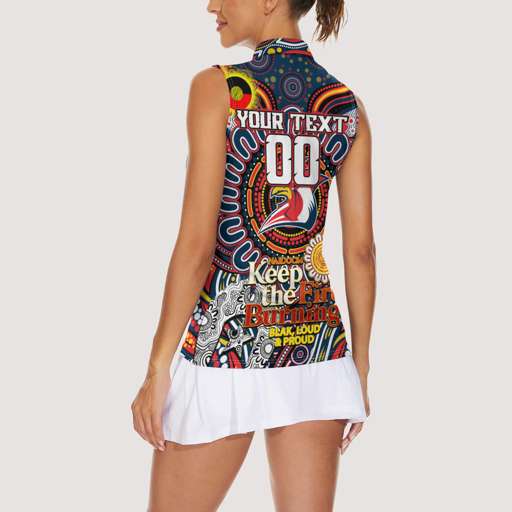Custom NAIDOC Week 2024 Roosters Women Sleeveless Polo Shirt Mascot Rugby