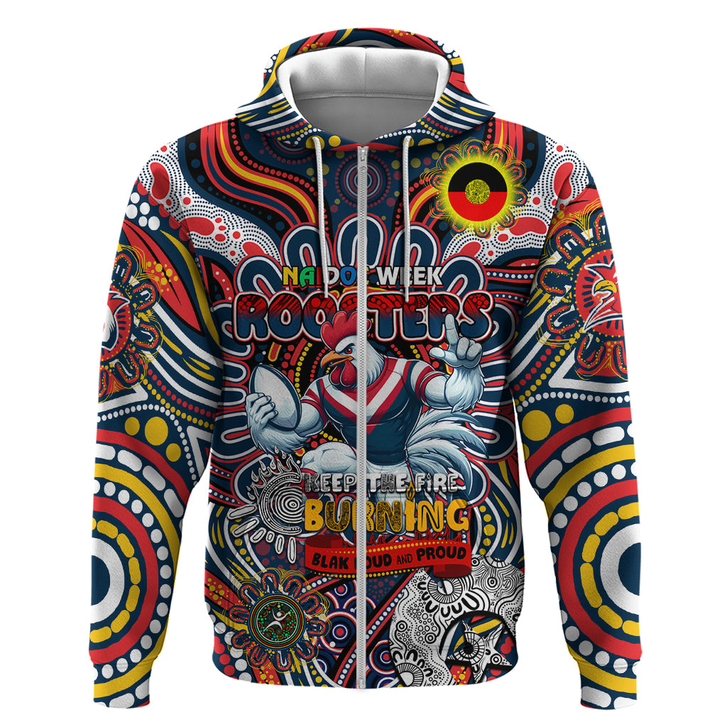 Custom NAIDOC Week 2024 Roosters Zip Hoodie Mascot Rugby