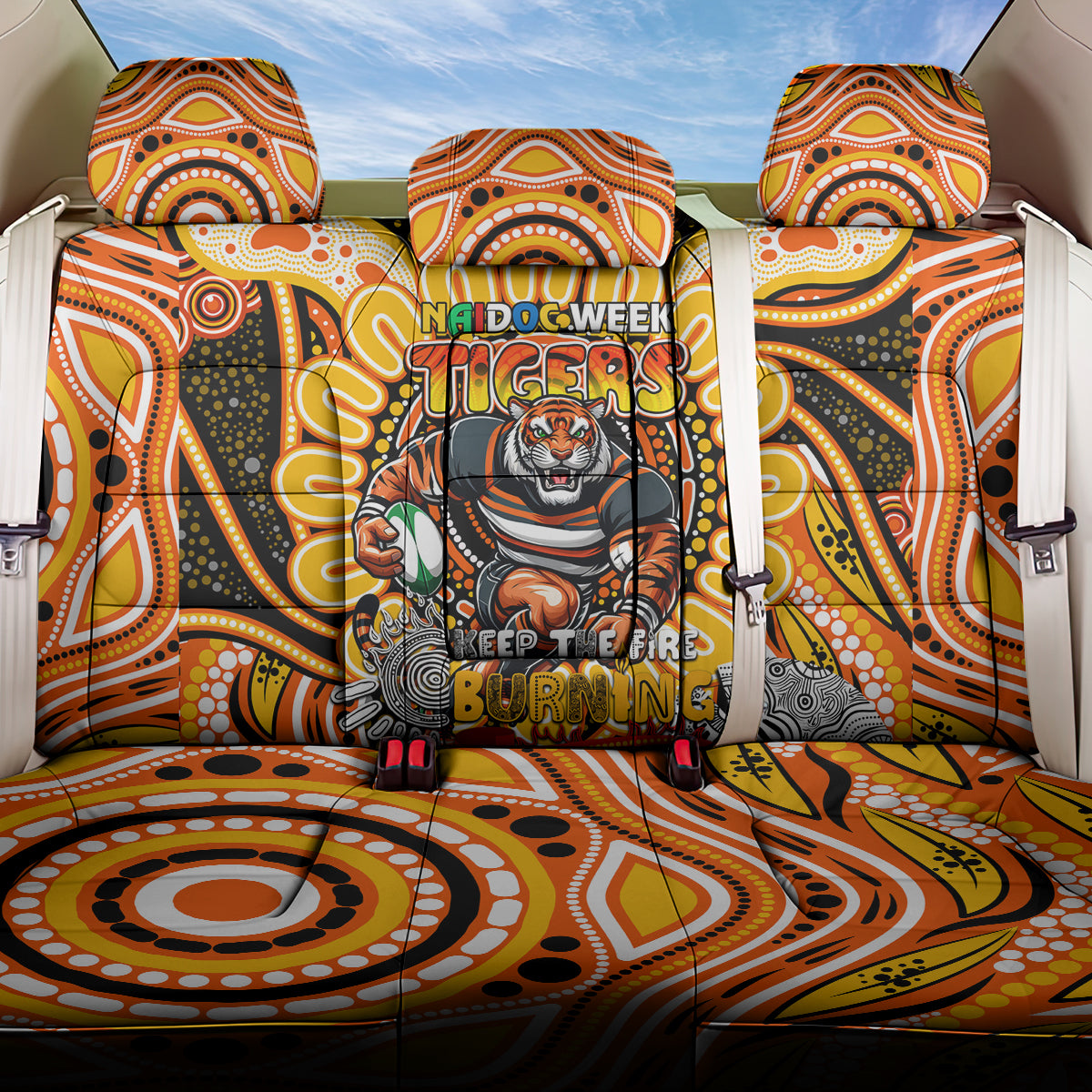 NAIDOC Week 2024 Tigers Back Car Seat Cover Mascot Rugby