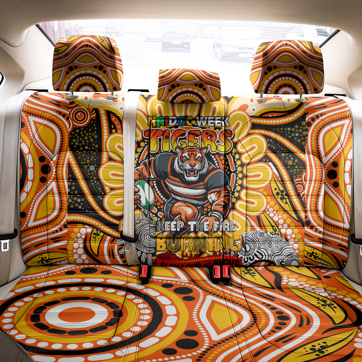NAIDOC Week 2024 Tigers Back Car Seat Cover Mascot Rugby